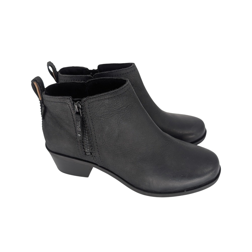 Teva Anaya Chelsea Ankle Bootie Women 11 Black Leather Waterproof Zip Block Heel